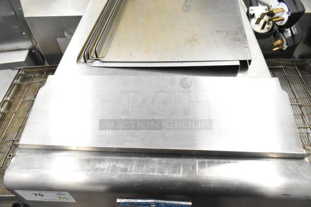 Turbochef HhC2020 commercial electric conveyor oven, stainless steel, 208/240V, 3-phase. Visible wear, includes power plugs.