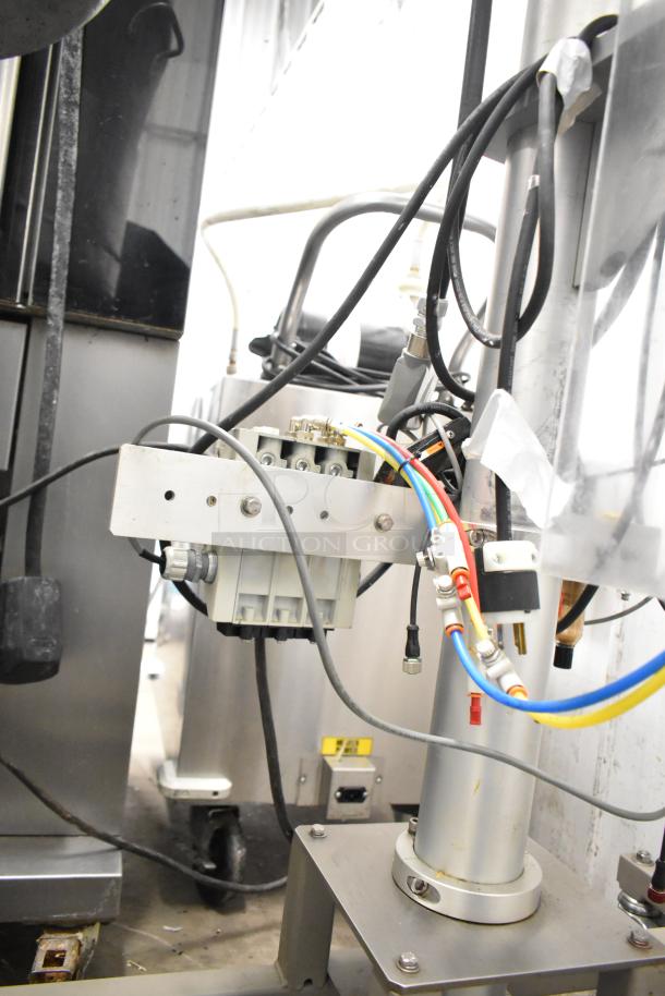 Per-fil Micro-15 commercial floor filler machine, 125V, 1 phase, on casters, showing wiring and components, in good condition.