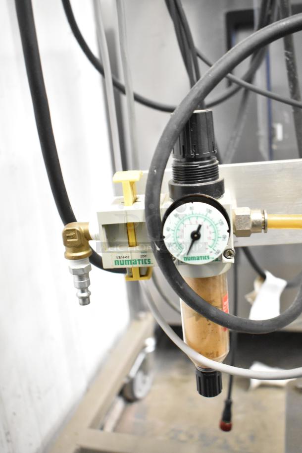 Per-fil Micro-15 floor filler machine with gauge and Numatics components on casters. 125 Volts, 1 Phase.