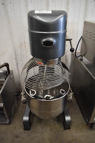 Avantco MX40 40-quart planetary dough mixer with bowl, guard, whisk, dough hook, and paddle attachments, in used condition.
