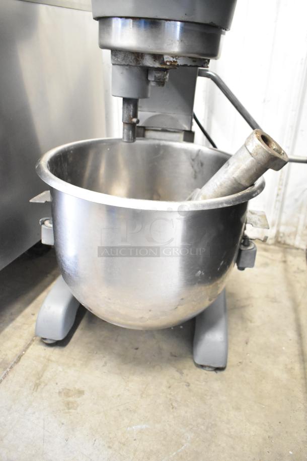 Hobart commercial countertop planetary dough mixer with mixing bowl and paddle attachment, 115 volts, 1 phase, used condition.