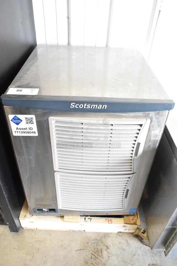 2018 Scotsman F1222A-32E ice machine head, stainless steel, 1100 lb/24 hr, used condition, asset tag visible.