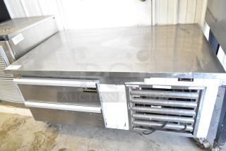 Cooltech CRI-52CF commercial 2-drawer chef base on casters, stainless steel, 115V, used condition, visible Cooltech logo.