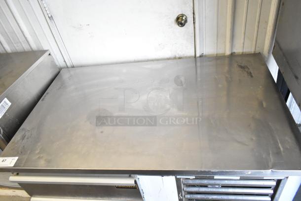 Cooltech CRI-52CF commercial chef base, 2 drawers, on casters. Stainless steel, 115 volts, 1 phase, used condition.