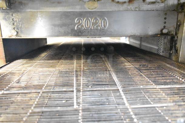 Turbochef HhC2020 conveyor oven on stand with casters, electric 208/240V, 3-phase. Visible "2020" marking.