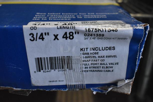 BRAND NEW SCRATCH AND DENT Dormont 1675KITS48 Gas Connector Kit, 48" length, 3/4" couplings, includes gas hose and accessories.