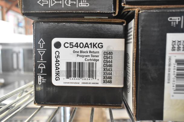 Lexmark C540A1KG Black Return Program Toner Cartridge box with compatible models listed.