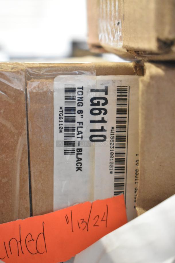 5 auction items including Hoshizaki thermistor, Cambro TG6110 tongs; label reads "Tong 6" Flat - Black."