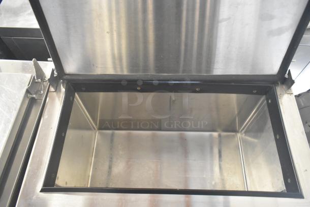 Glastender FRM-2 commercial ice cream freezer, 24" wide, 2-tub capacity, on casters, stainless steel interior, 120 volts.