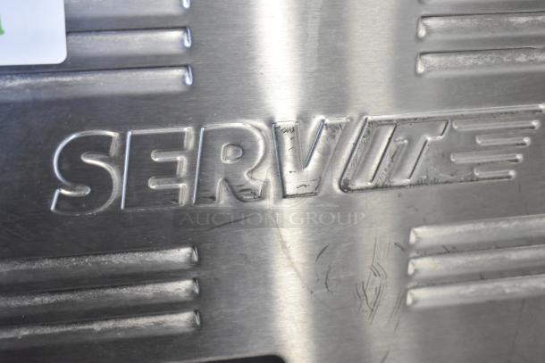 ServIt 423FW150 Countertop Food Warmer, brushed metal finish, 120 volts, single phase, visible scratches, embossed logo.