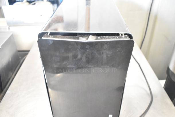 Countertop Single Tap Shot Dispenser, 115 Volts, 1 Phase, stainless steel, visible scuffs, designed for bar use.