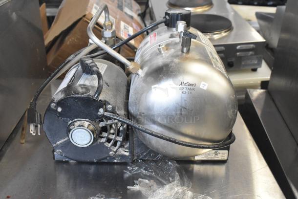 McCann's Motor with E2 Tank, 115 Volts, 1 Phase. Visible wear, labeled with "03-14".