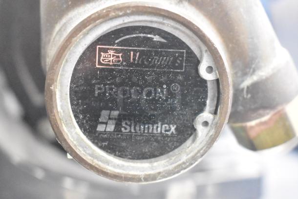 McCann's motor with Procon label, 115V, 1-phase, stainless steel, features Standex branding, in used condition.