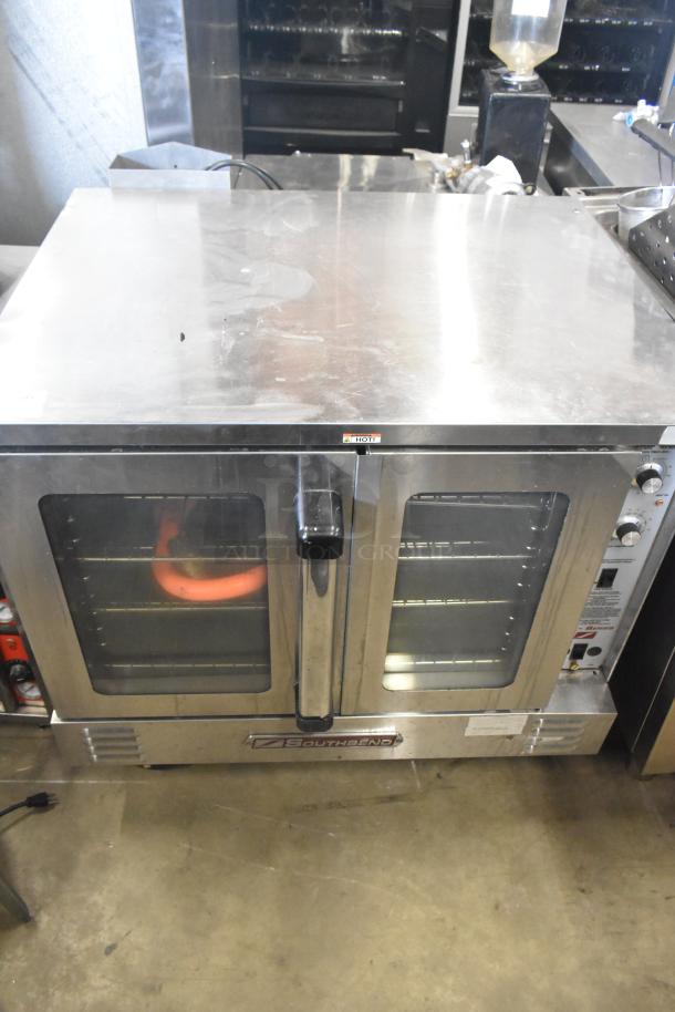 Southbend SLGS/12SG commercial gas convection oven, stainless steel, view-through doors, thermostatic controls, on casters.