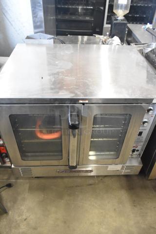 Southbend SLGS/12SG commercial gas convection oven, stainless steel, view-through doors, thermostatic controls, on casters.