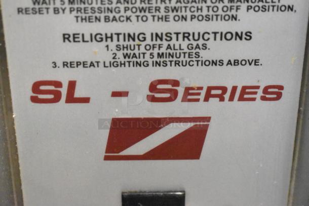 Southbend SLGS/12SG SL Series convection oven label showing relighting instructions.
