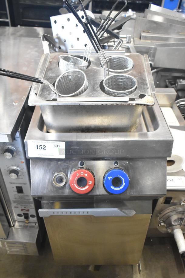 Rosito Bisani CPG91MT0 pasta cooker, natural gas, 50,000 BTU, stainless steel, control knobs, used condition.