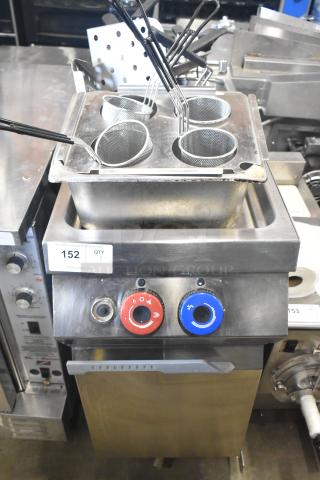 Rosito Bisani CPG91MT0 pasta cooker, natural gas, 50,000 BTU, stainless steel, control knobs, used condition.