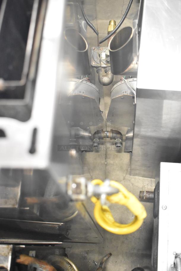 Rosito Bisani CPG91MT0 commercial gas pasta cooker, 50,000 BTU. Interior view showing metal piping and connections.