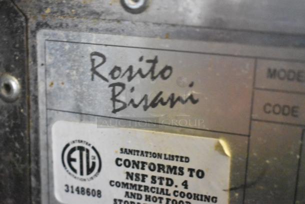 Rosito Bisani CPG91MT0 commercial gas pasta cooker, 50,000 BTU. Features model and certification labels. Used condition.