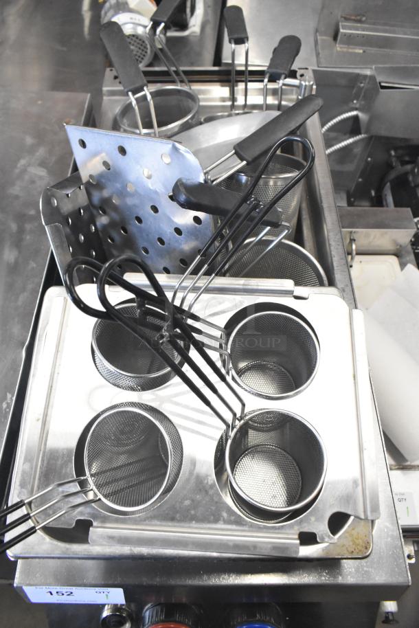 Rosito Bisani CPG91MT0 commercial pasta cooker, natural gas, 50,000 BTU, stainless steel, includes perforated baskets.