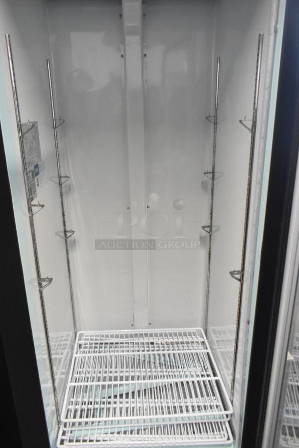 Avantco 178GDC12FHCB 27" glass door merchandiser freezer, brand new with scratches, LED lighting, 115V, 1 phase.