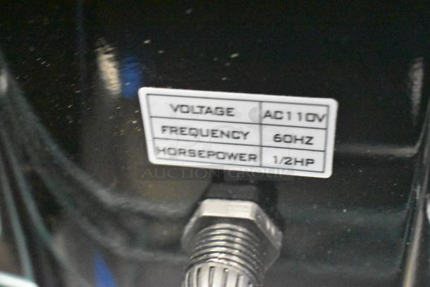 Brand new Estella Caffe 236ECEGOD espresso grinder, on demand, 120V, 1 phase. Voltage tag reads AC110V, 60Hz, 1/2HP.