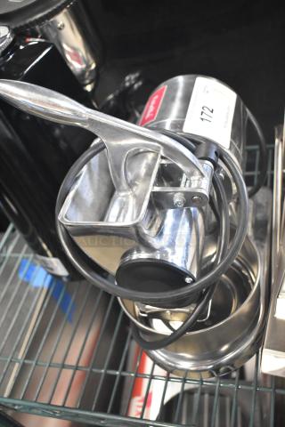 Estella 348CG12 electric hard cheese grater, shiny metal finish, new with some scratches, 1.1 lb/min capacity, 120V.