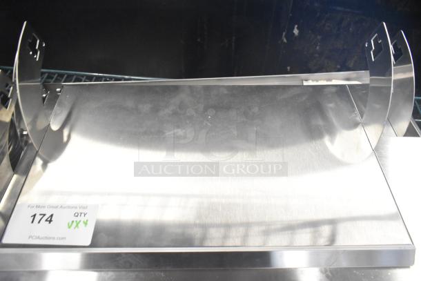 Set of 4 brand new Avantco ice machine doors, models 1946296, 1946295, 1945791, and prep rail lid 36000167, stainless steel, auction tag visible.