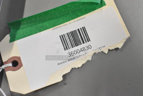 Avantco 36004830 Prep Rail Lid tag showing barcode and product info for CPT-54, with green tape on top left corner.