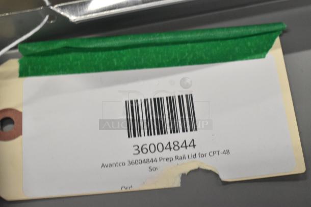 Avantco Prep Rail Lid label, model 36004844, for CPT-48. Shows barcode and model number. New scratch and dent condition.