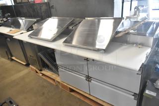Brand new Avantco commercial pizza prep table, 4 drawers, 1 door, scratch and dent, 115V, 1 phase, stainless steel.