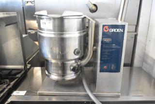 Groen TDB-20 Commercial 20 Quart Steam Kettle, stainless steel, with control panel, used condition, visible labeling.