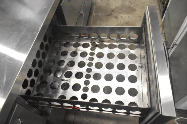 Continental CPA93 Pizza Prep Table with 6 drawers, stainless steel, commercial casters, 115V, 1 Phase. Open drawer view.