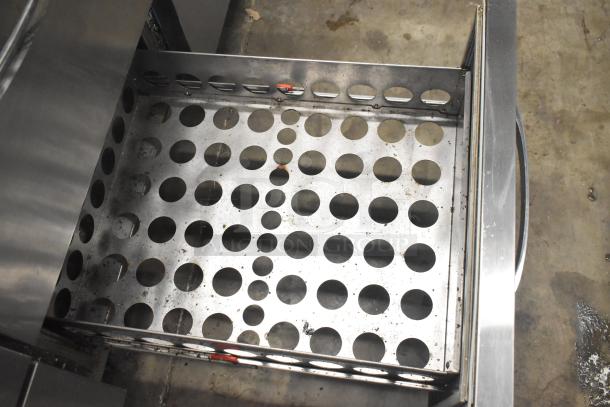 Continental CPA93 pizza prep table drawer interior with perforated metal base, showing commercial-use condition.
