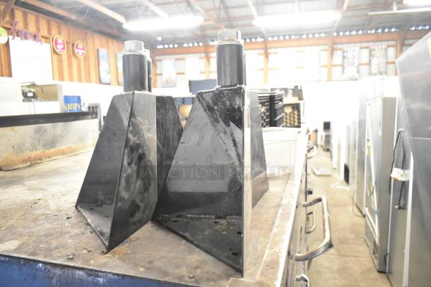 Two Montague 14-P-1 commercial single deck pizza ovens, natural gas powered, includes cooking stones, minor wear visible.