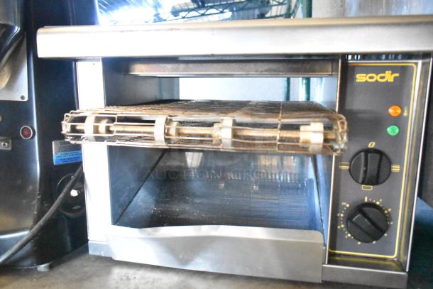 Sodir Equipex CT540 conveyor toaster, 540 slices/hr, 1 1/4" to 3 1/2" opening, 208/240V, 1 phase, visible controls.