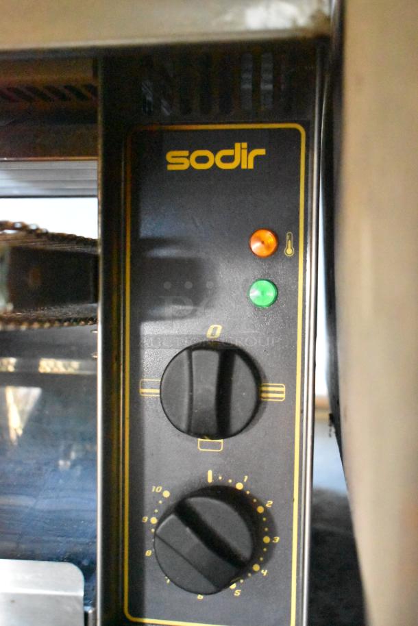 Sodir Equipex CT540 conveyor toaster, 540 slices/hr, controls visible, 208/240V, 1 phase, adjustable product opening.
