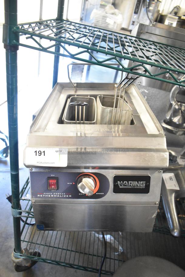 Waring WPC100 Countertop Electric Pasta Cooker Rethermalizer, 208/240V, with control panel and baskets, in good condition.