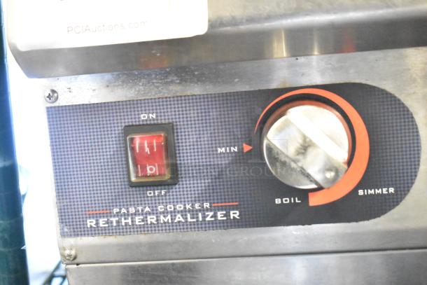 Waring WPC100 Electric Pasta Cooker Rethermalizer, 208/240V, 1 Phase, control panel with on/off and simmer/boil settings.