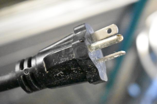 Waring WPC100 electric pasta cooker plug, 208/240 volts, 1 phase, showing standard three-prong design, minor wear visible.