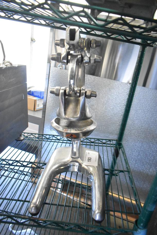 RA Chand Countertop Manual Citrus Juicer, stainless steel, lever-operated, excellent condition, item tag 193.