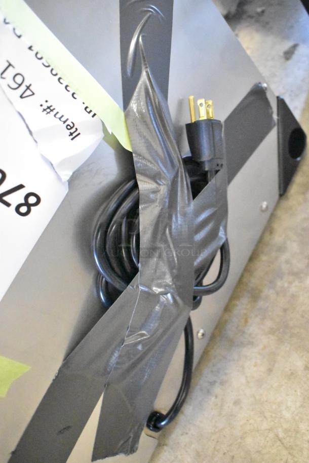 Brand new Metro 461HS1836 heated shelf, 18"x36" stainless steel, 120V, taped power cord, minor scratches.