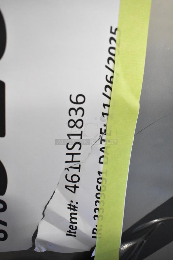 BRAND NEW Metro 461HS1836 stainless steel heated shelf, 18"x36", 120V, 1 phase. Scratch and dent condition, visible label shows item number.