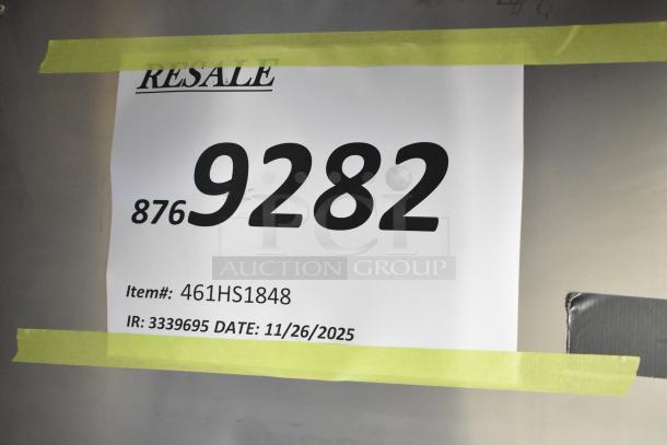 Brand new 2025 Metro 461HS1848 Super Erecta Heated Shelf, 18"x48", stainless steel, 120V, 400W, with resale label.