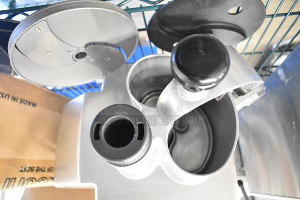 Brand new Robot Coupe CL 50 Series E countertop food processor, 120V, 1 phase, with blades; minor scratches visible.