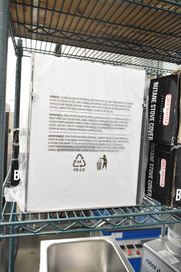 Brand new Chef Master 90217 stainless steel butane stove cover, 7 3/16" x 14 1/2" x 12", scratch and dent condition.