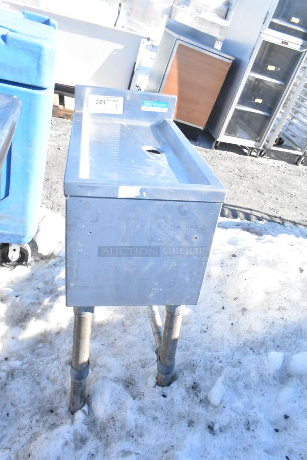 BK Resources BKUBD-12-21S underbar drainboard with stainless steel finish, showing some surface wear. Label indicates model and quantity.