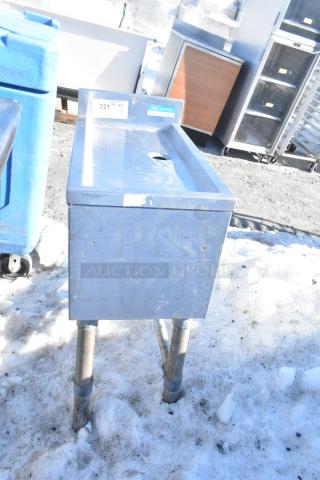 BK Resources BKUBD-12-21S underbar drainboard with stainless steel finish, showing some surface wear. Label indicates model and quantity.