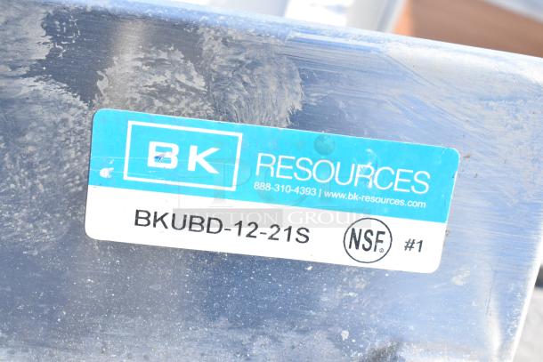 "BKUDB-12-21S Underbar Drainboard by BK Resources, stainless steel, NSF certified, with manufacturer's label."